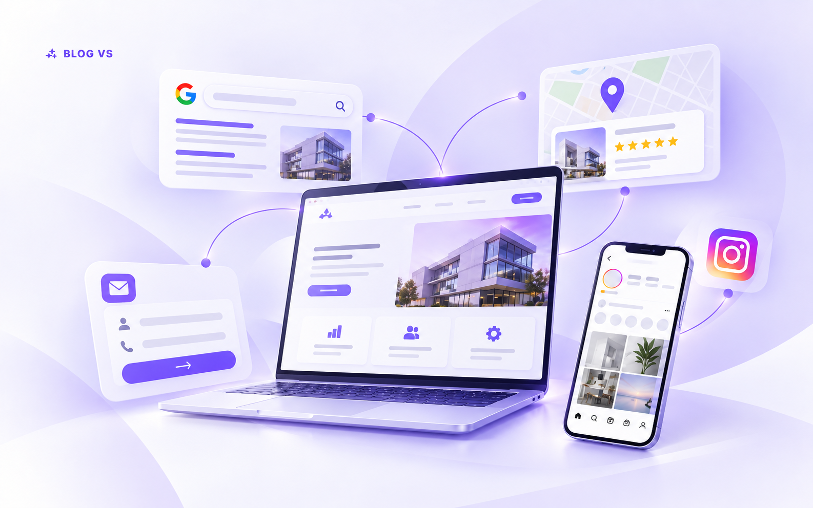 Mockup SaaS em tons de lavanda